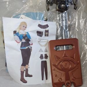 Women's Zelda Cosplay Cosplay Costume Outfit XL + Accessories Sword Tablet New
